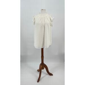 Loft Outlet Cream Polka Dot Sheer Sleeveless Top Romantic Soft‎